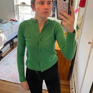 Green Vince wool/cashmere shank button cardigan